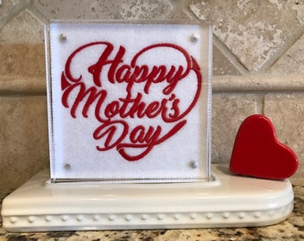 Happy Mother's Day Embroidered Panel for Nora Fleming butter dish and/or magnetic frame