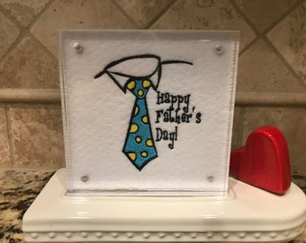 Father’s Day Embroidered Panel for Nora Fleming butter dish and/or magnetic frame