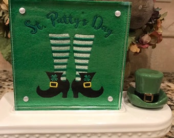 St. Patrick's Day Embroidered Panel for Nora Fleming butter dish and/or magnetic frame