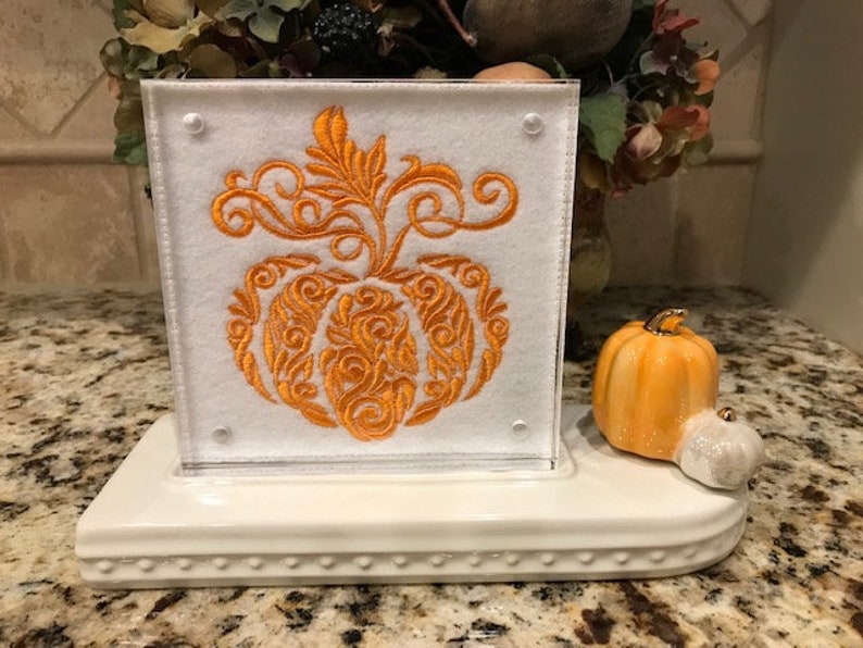 Pumpkin Embroidered Panel for Nora Fleming Butter Dish And/or Etsy