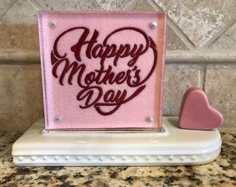 Happy Mother's Day Embroidered Panel for Nora Fleming butter dish and/or magnetic frame