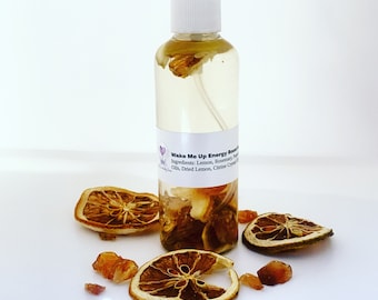 Lemon Spray, Energy Booster, Dried Lemon, Citrine Crystal Chips, Aromatherapy Spray, Body Spray