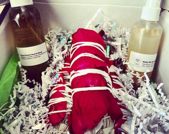 Rose Sage bundle, Sacred Mist Spray Set, Gift Box, Spiritual Box