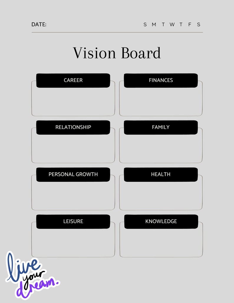 Pre Made Vision Board Printable Custom Templets Digtial - Etsy