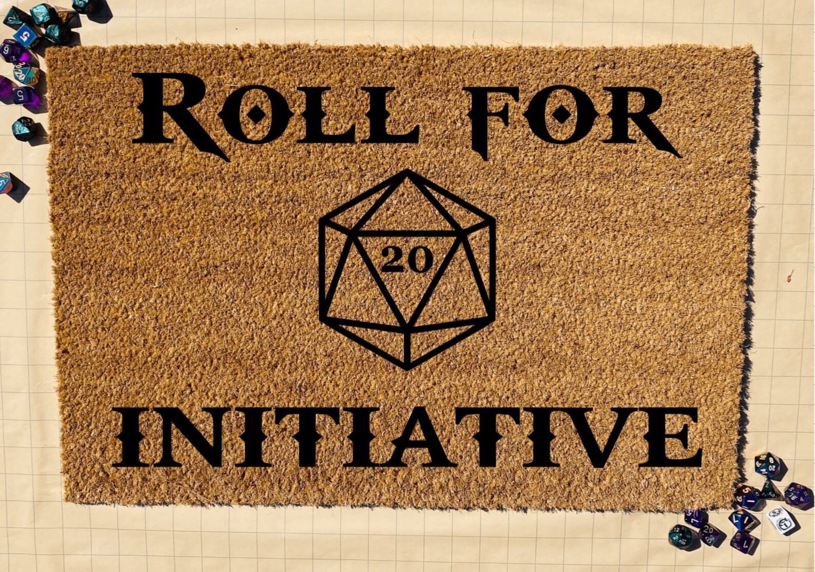 Roll for Initiative Mat Doormat Geek D20 Dice Etsy