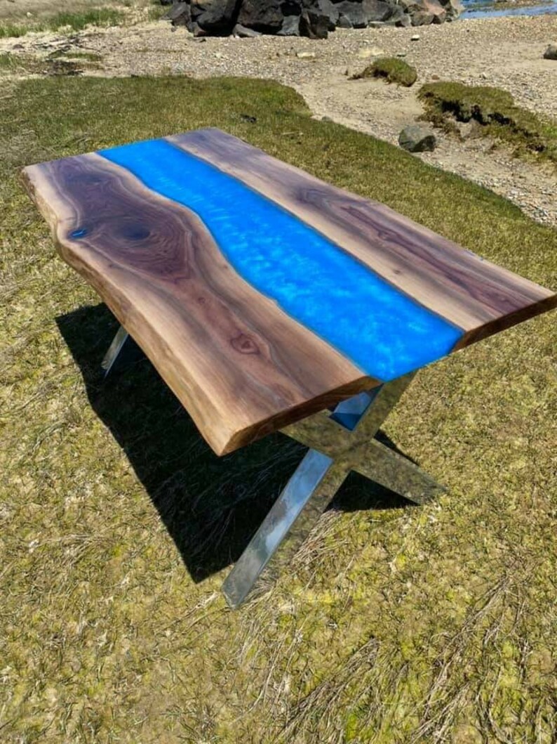 Epoxy river table computer desk conference table | Etsy