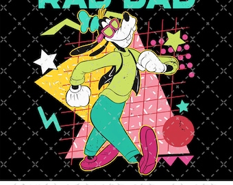 Retro 90er Jahre Goofy Rad Dad PNG, Disney Dad Vatertagsgeschenk, Lustiger Daddy Merch, Geburtstagsgeschenk für Papa