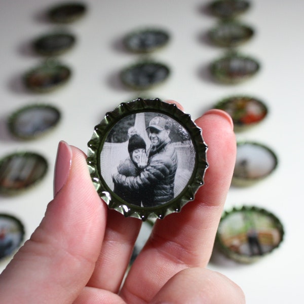 Custom Photo Beer Bottle Cap Magnets - Unique Gift (5 Pack)