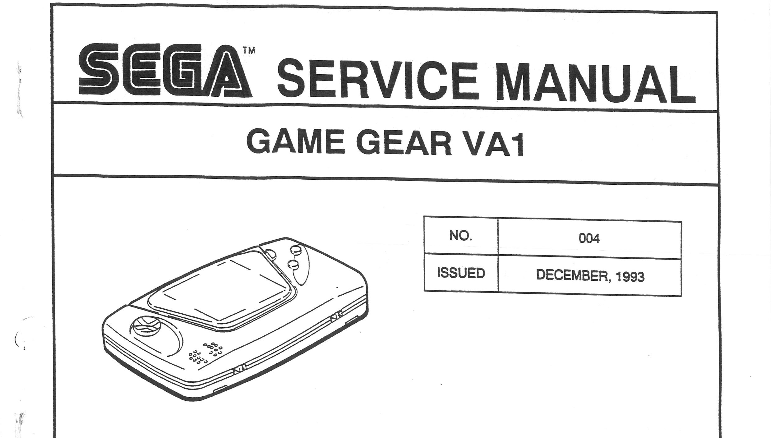 Sega Game Gear Service Manual scan Etsy