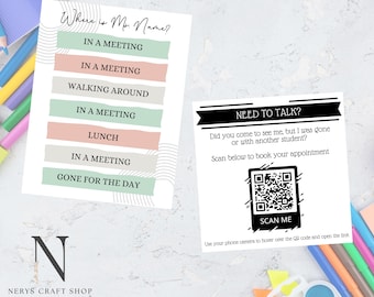 Personalized Teacher Door Sign with QR Code (Digital File)