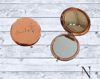 Engraved Compact Mirror | Bridesmaid Proposal | Custom Pocket Mirror | Engraved Gift | Wedding Favors | Gift for Her | Mothers Day |