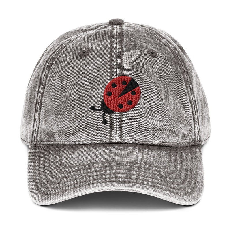 Ladybug Embroidery Vintage 90/'s Cotton Twill Cap by YassyDesigns