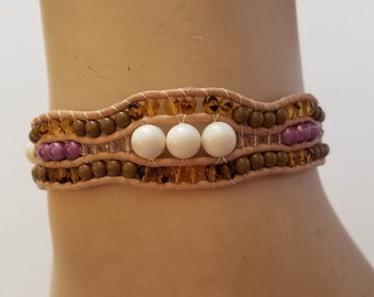 Aruba bracelet with woven Delica Miyuki beads, handmade cuff bracelet from France