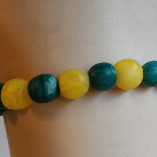 Bracelet perles vertes et jaunes Jungle