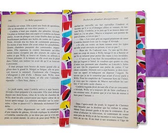 Modern Art book cover, contemporary design fabric book protector, chic abstract pocket case, personalized reader gift
