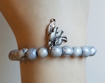 Round beaded bracelet, Indian ethnic jewelry, handmade cuff bracelet from France