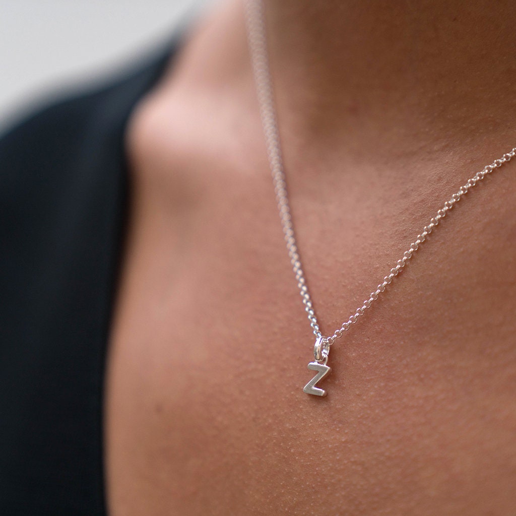 Letter Z Alphabet Initial Silver Necklace - Etsy Canada Letter Z Alphabet Initial Silver Necklace - Etsy Canada