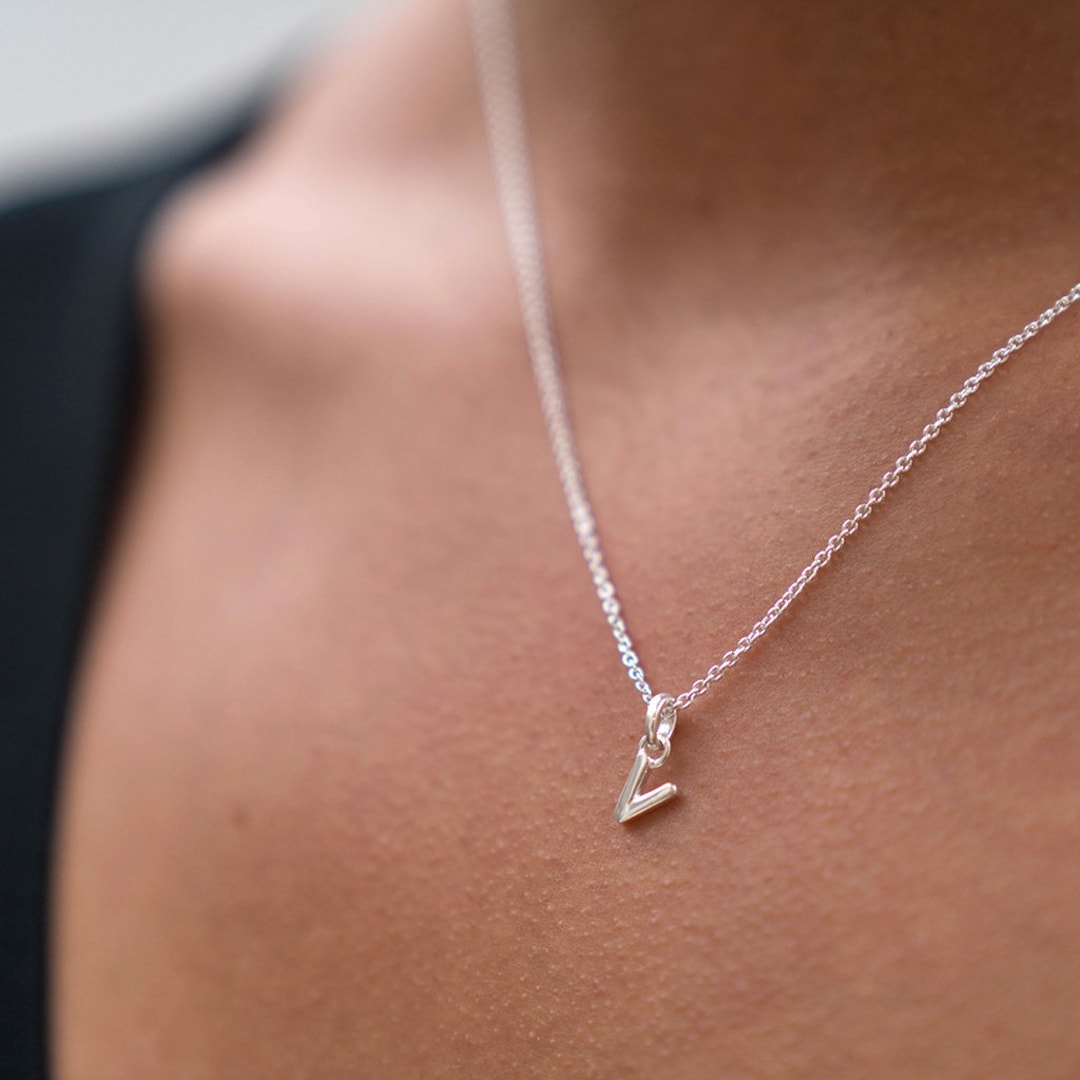 Buy Letter V Alphabet Initial Silver Necklace Online in India