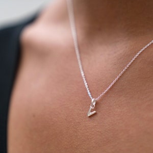 Letter V Alphabet Initial Silver Necklace