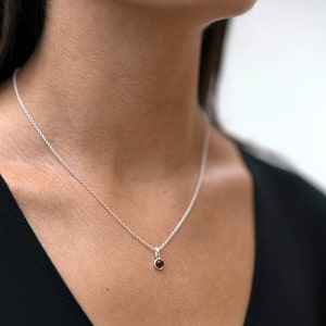January Birthstone Garnet Silver Necklace