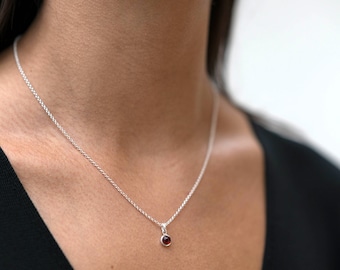 January Birthstone Garnet Silver Necklace