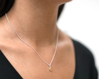 November Birthstone Citrine Silver Necklace