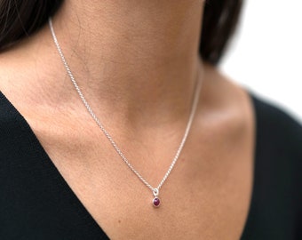 October Birthstone Pink Tourmaline Silver Necklace