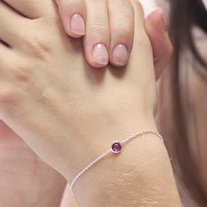 October Birthstone Tourmaline Silver Bracelet