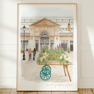 Covent Garden, Londra, Inghilterra, Regno Unito, stampa artistica di viaggio, dipinto ad acquerello