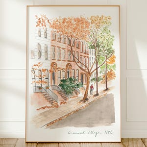 Greenwich Village Art Print, New York City, USA, Travel Watercolour Painting