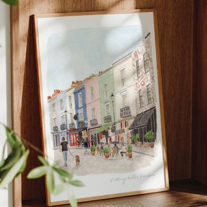 Notting Hill, London, Portobello Road Market, England Travel Art Print, Watercolour Painting