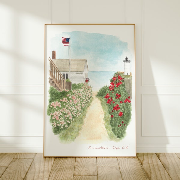 Cape Cod, Massachusetts, USA Travel Art Print, Watercolour Painting