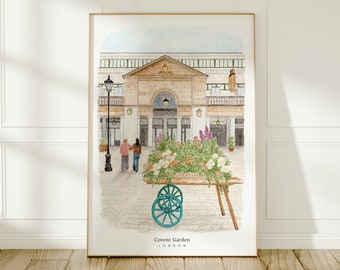 Covent Garden, London, England UK, Travel Art Print, Watercolour Painting