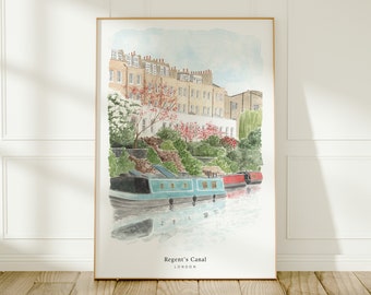 Regent's Canal, London, Islington, England UK Travel Art Print