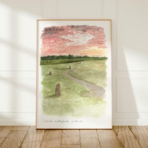 Schottisches Hochland Art Print, Culloden Schlachtfeld, Schottland, Reise Aquarell Malerei Bild 4