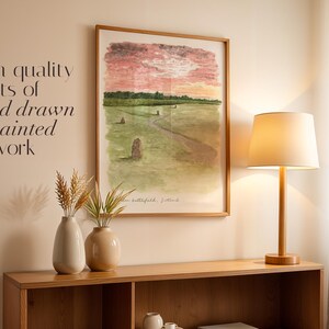 Schottisches Hochland Art Print, Culloden Schlachtfeld, Schottland, Reise Aquarell Malerei Bild 3