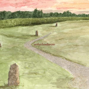 Schottisches Hochland Art Print, Culloden Schlachtfeld, Schottland, Reise Aquarell Malerei Bild 2