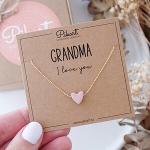 Regalo personalizado para abuela, collar delicado con forma de corazón, delicado collar con la frase "Te amo abuela", regalo de cumpleaños para abuela, regalo para el Día de la Madre.