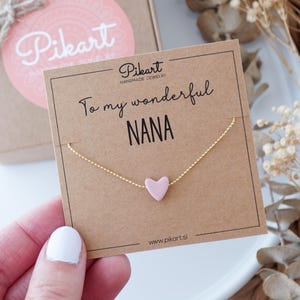 Gepersonaliseerde oma-cadeau, delicate hartketting, sierlijk ik hou van je nana-ketting, verjaardagscadeau voor grootmoeder, Moederdagcadeau