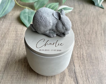 Personalised Concrete Rabbit Pet Urn: Engraved Memorial