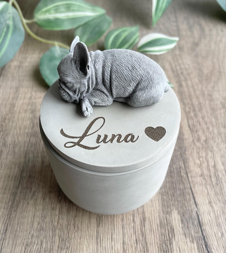 Personalised Concrete French bulldog Urn: Pet Memorial image 4