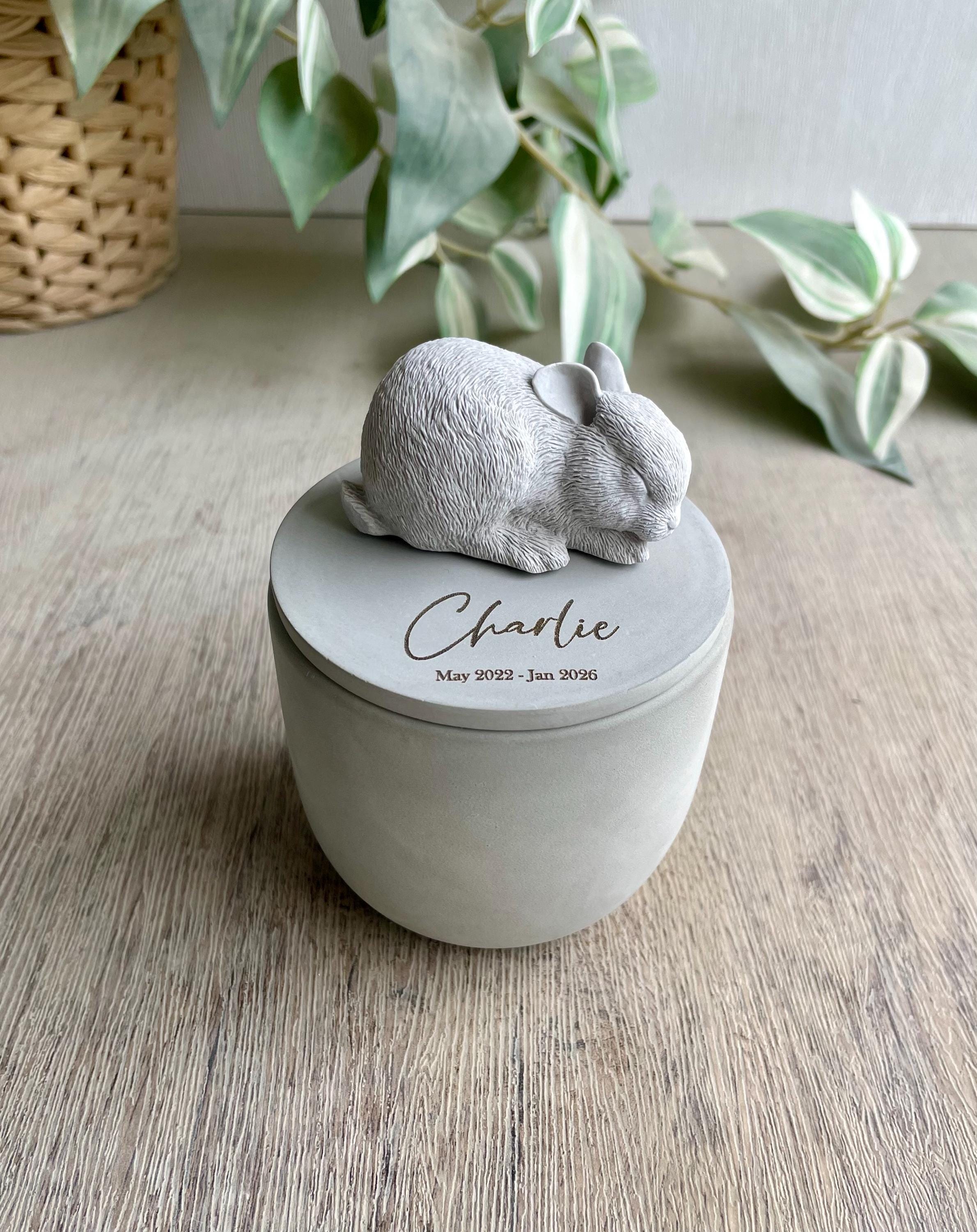 Personalised Concrete Rabbit Pet Urn: Engraved Memorial
