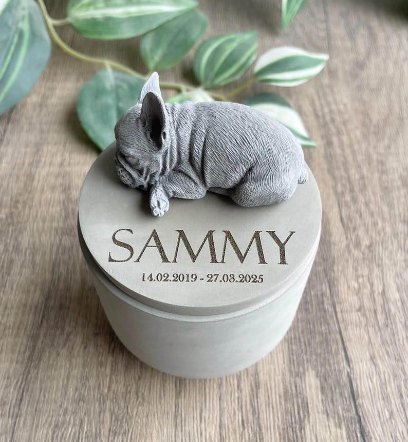 Personalised Concrete French bulldog Urn: Pet Memorial image 3