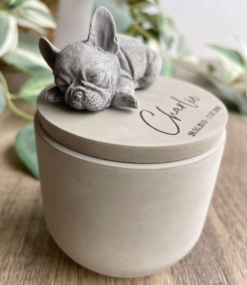 Personalised Concrete French bulldog Urn: Pet Memorial image 6