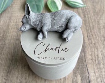 Personalised Concrete Corgi Urn: Pet Memorial, Dog Cremation Urn