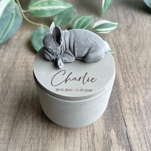 Personalised Concrete French bulldog Urn: Pet Memorial image 1