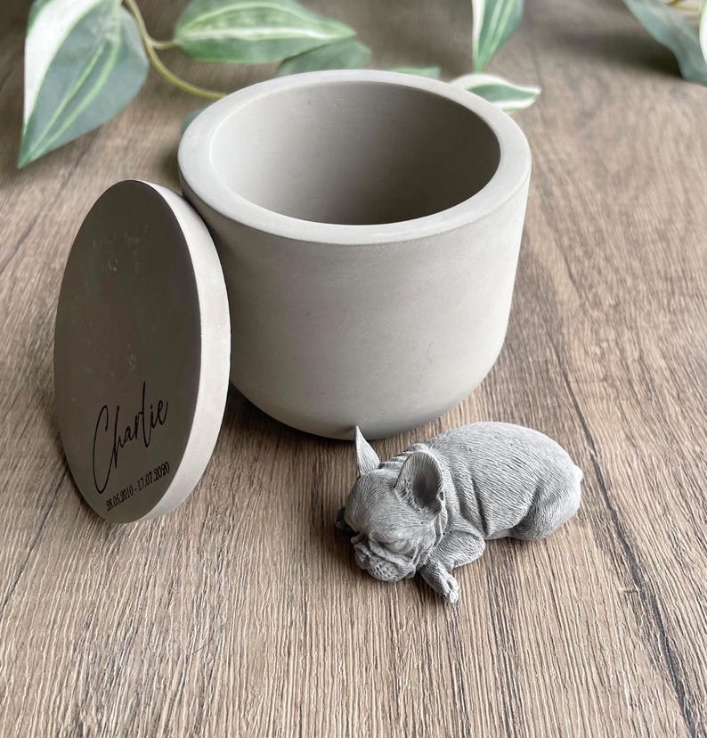 Personalised Concrete French bulldog Urn: Pet Memorial image 7