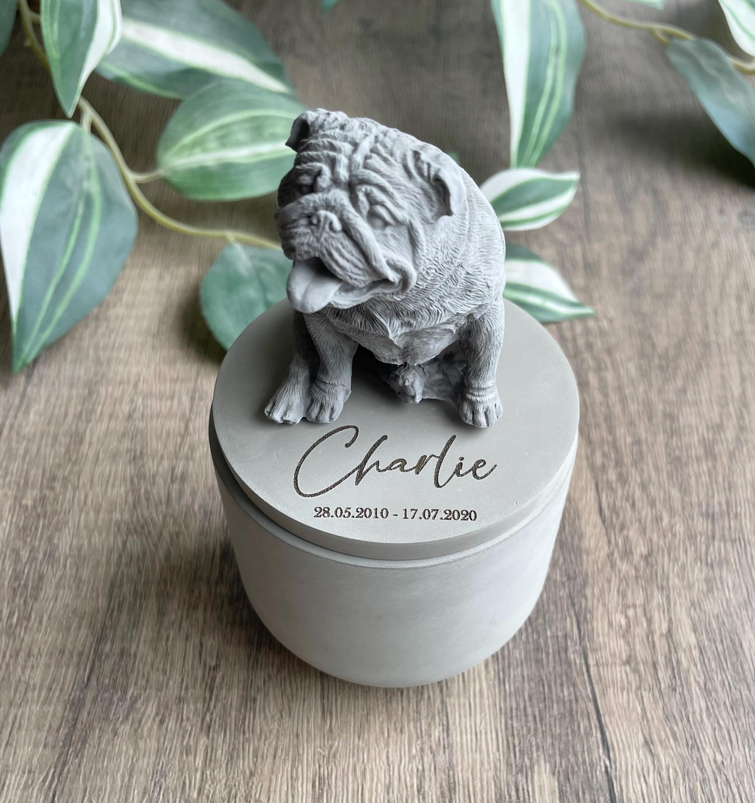 Personalised Concrete English Bulldog Urn: Pet Memorial