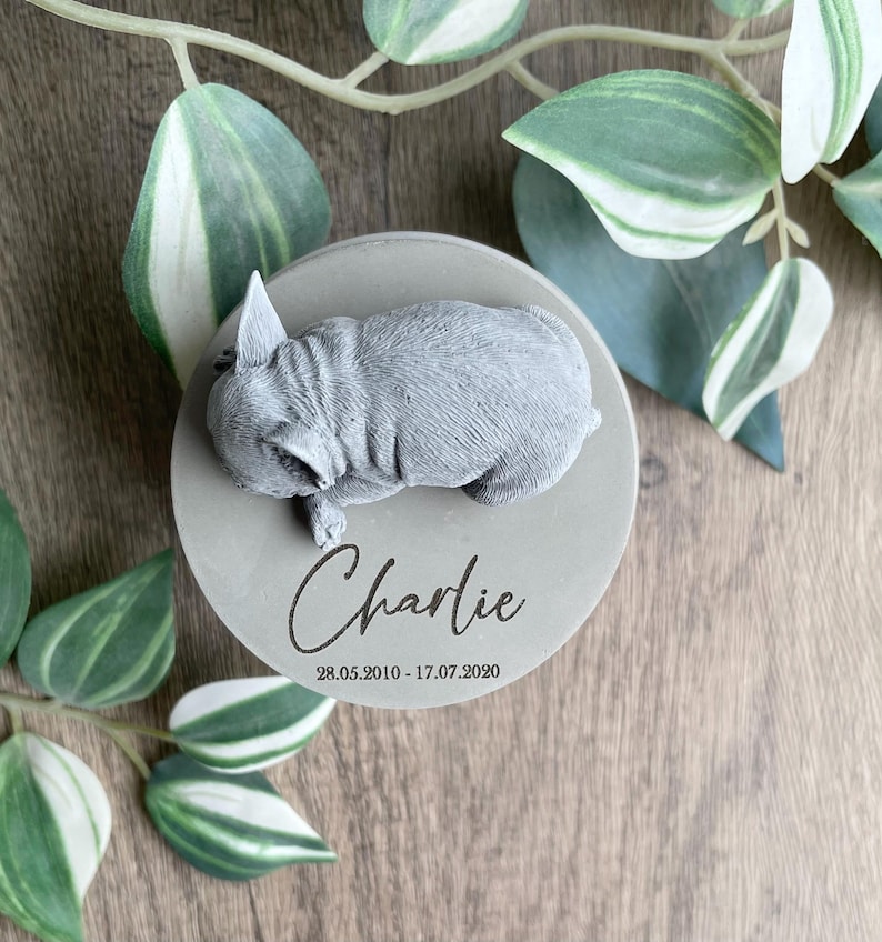 Personalised Concrete French bulldog Urn: Pet Memorial image 8