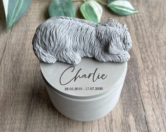 Personalised Shih Tzu Pet Urn: Small Concrete Dog Cremation Memorial